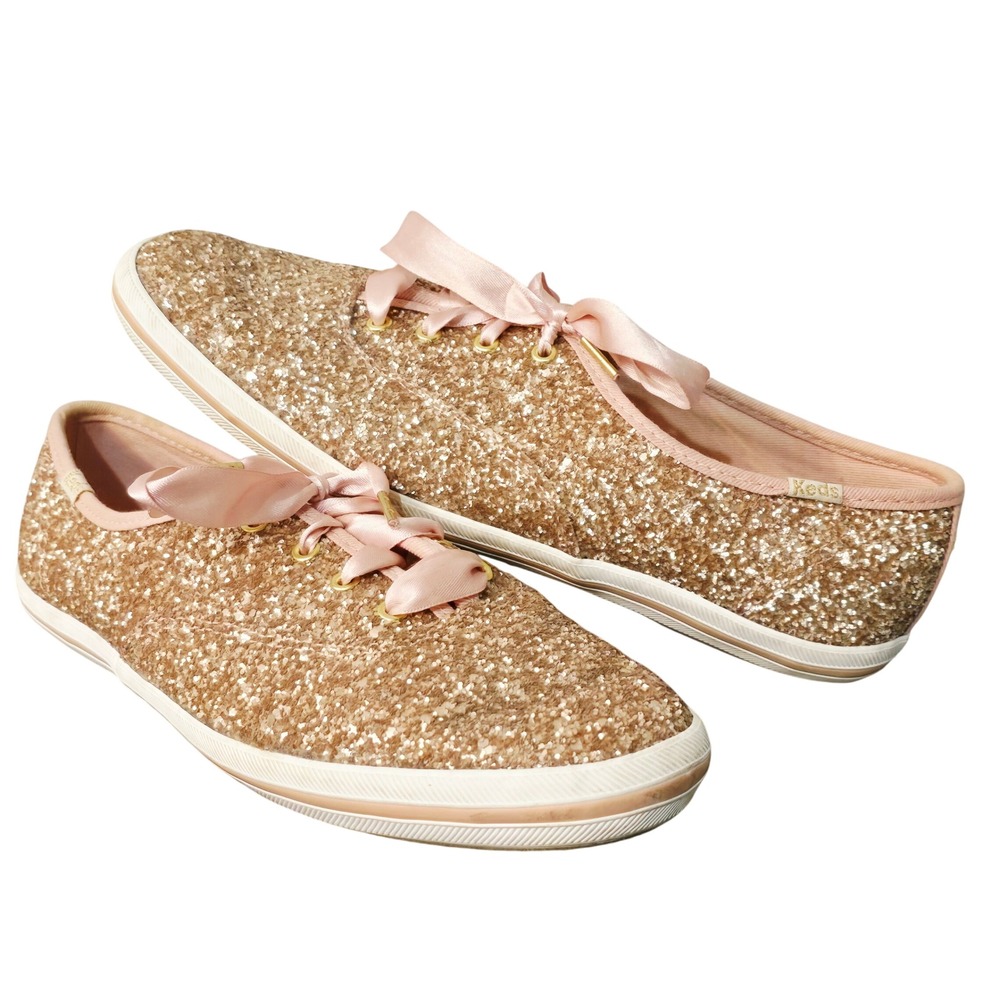 Keds x Kate Spade Rose Gold Glitter Champion Sneakers Womens 8